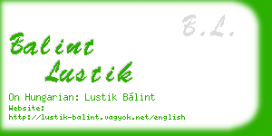 balint lustik business card